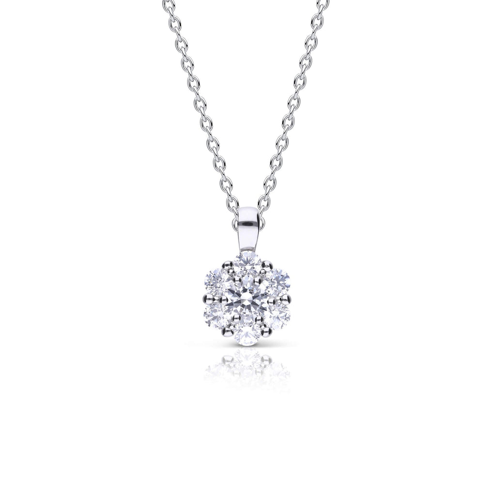 Diamonfire Flower Cluster Pendant – Sterling Silver Zirconia Necklace