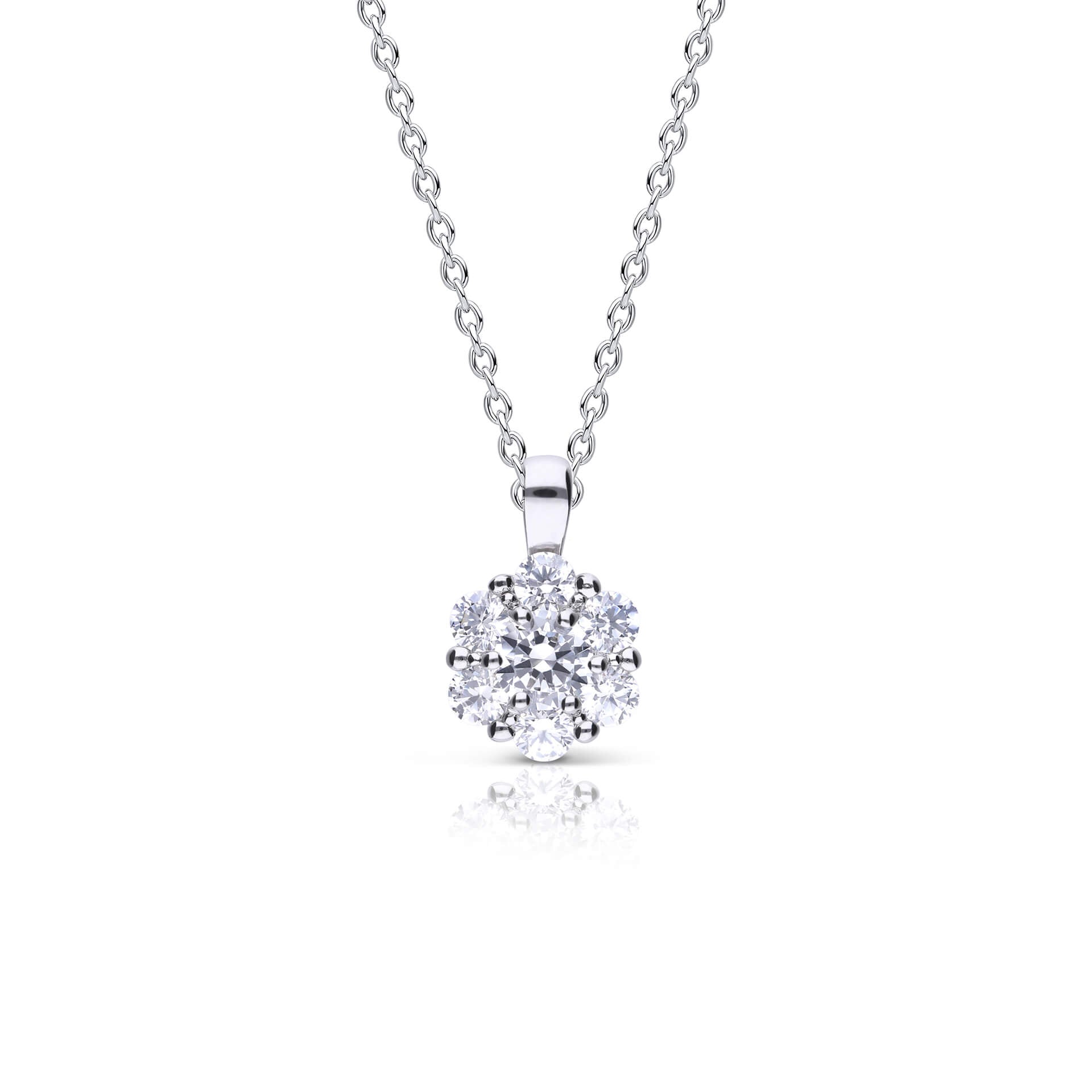 Diamonfire Flower Cluster Pendant – Sterling Silver Zirconia Necklace