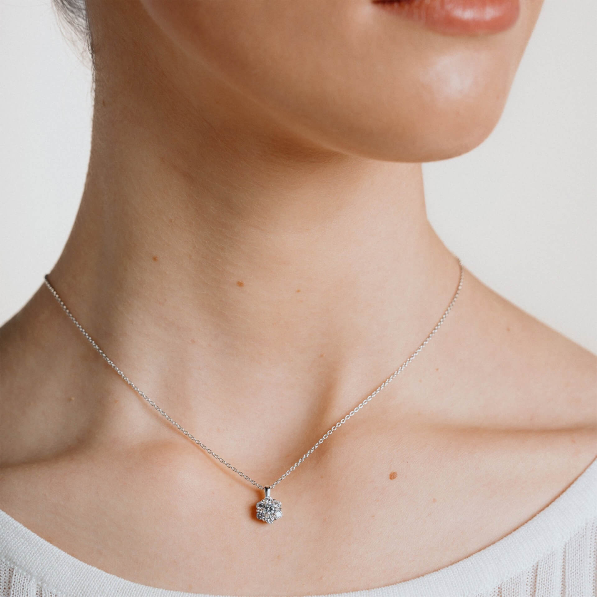 Diamonfire Flower Cluster Pendant – Sterling Silver Zirconia Necklace