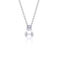 Diamonfire Shell Pearl and Zirconia Solitaire Pendant in Sterling Silver