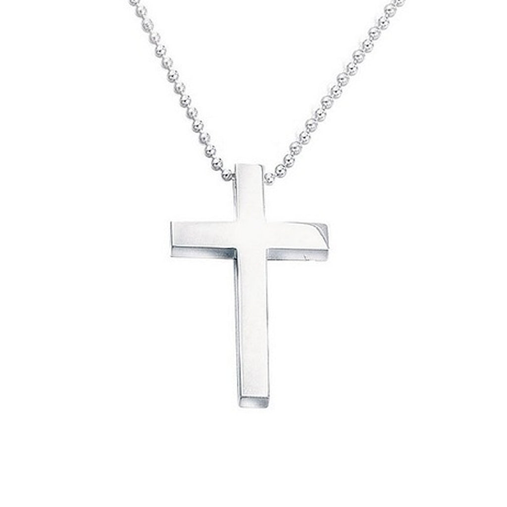 Large Slider Plain Cross Pendant in Silver by Gecko Jewellery Retail