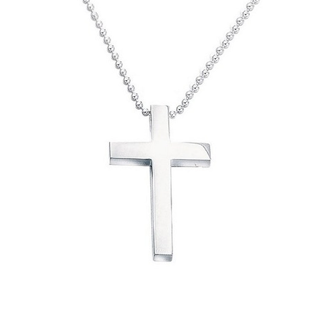 Large Slider Plain Cross Pendant in Silver by Gecko Jewellery Retail