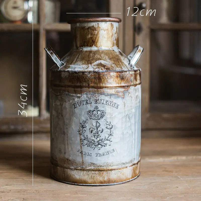 Rustic Metal Bucket Planter – Vintage Iron Flower Pot for Home & Garden Decor