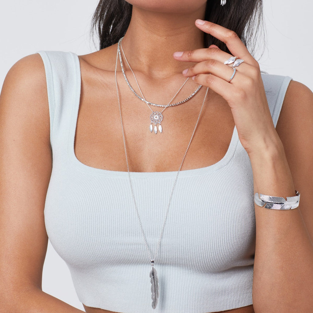 Beginnings Sterling Silver Dream Catcher Necklace with Cubic Zirconia