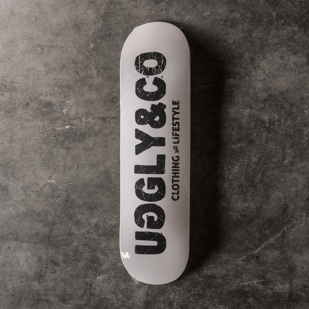 Uggly and Co Classic Maple Wood Skateboard Deck – 8.25" Distressed Art