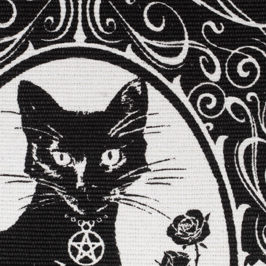 Alchemy Gothic Black Cat Occult Rug – Woven Cotton Gothic Home Decor