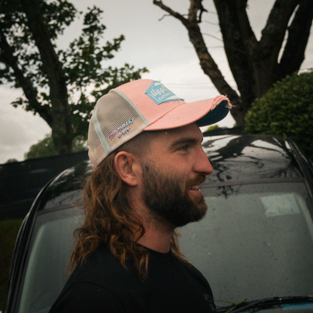 Uggly & Co Pastel Pink & Blue Diamond Trucker Hat – Vintage Mesh Cap
