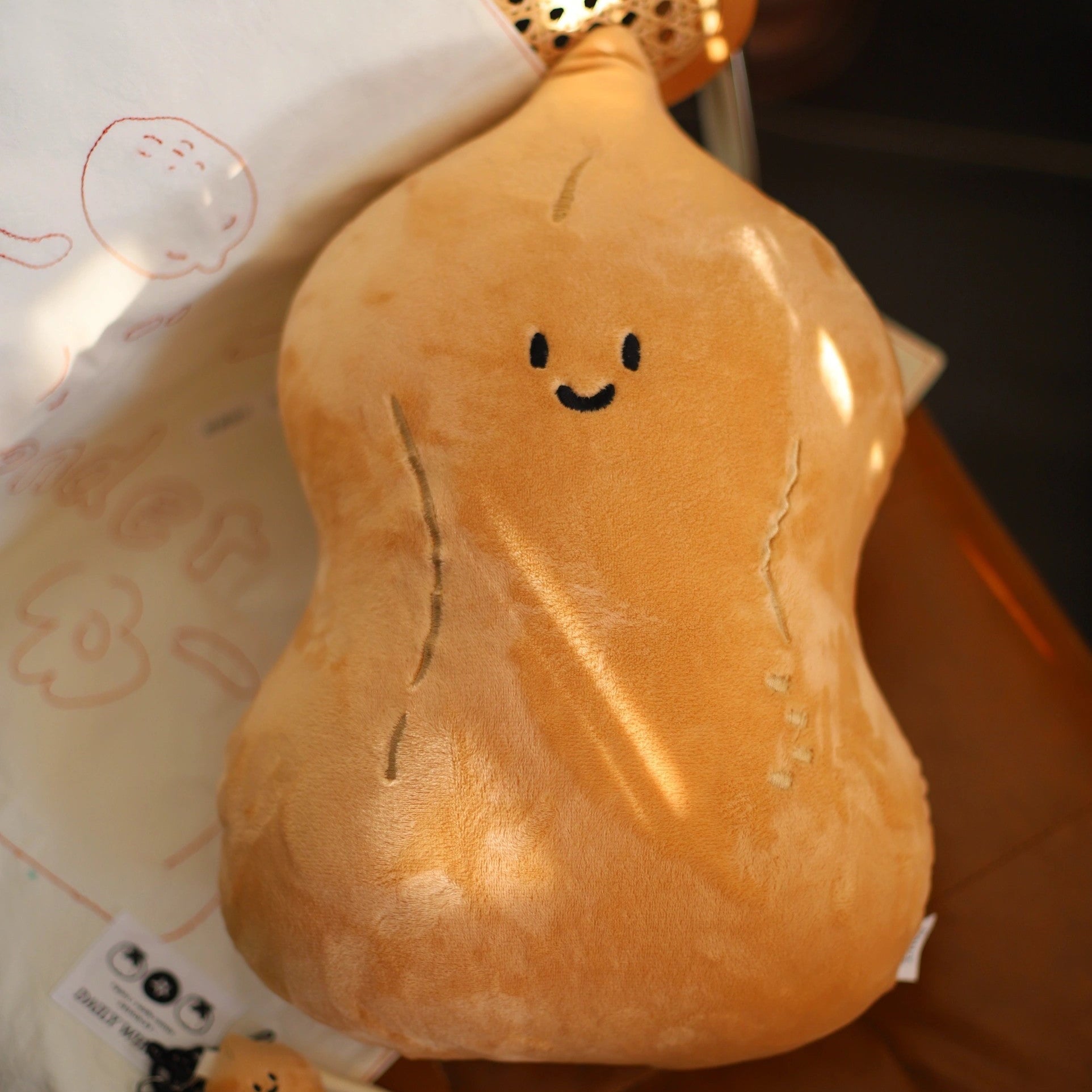 LuLuFun Studio Persimmon and Peanut Plush Pillow – Soft Novelty Cushion