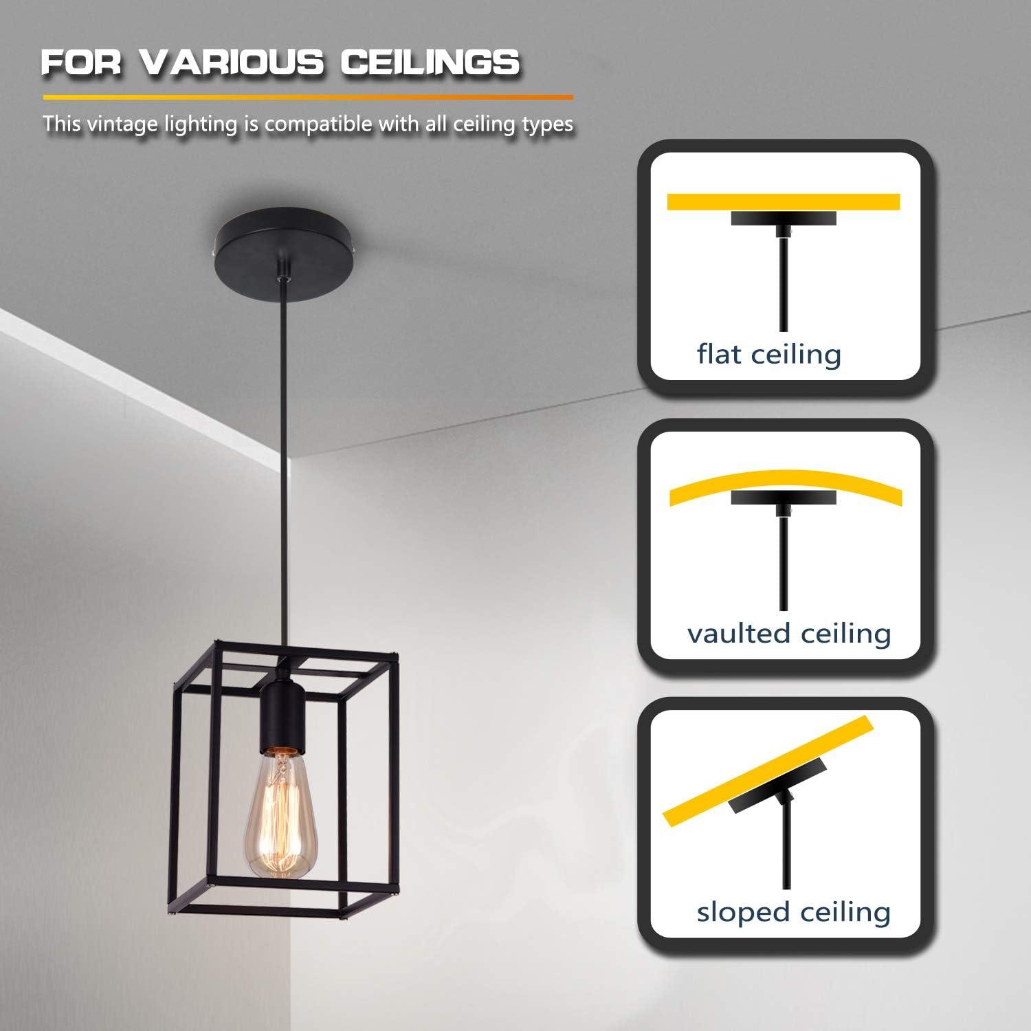 Massive Discounts Industrial Metal Pendant Light – Retro Black Ceiling Lamp