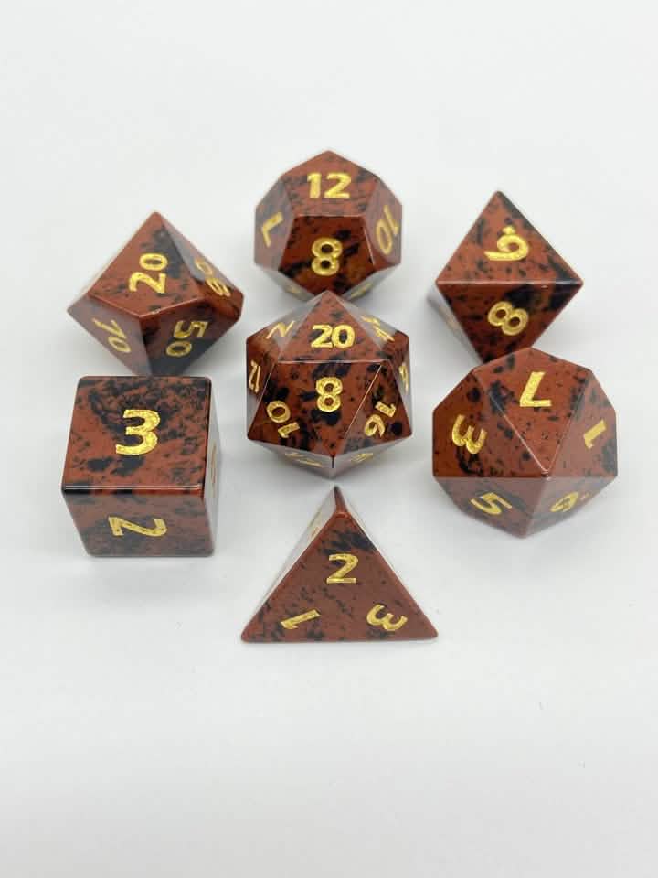 Mahogany Obsidian | Gemstone Dice | 7 Piece Set