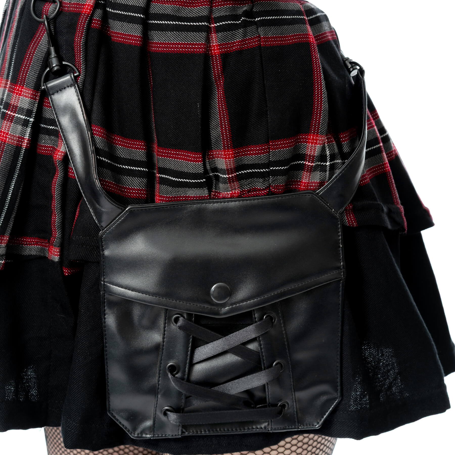 Poizen Industries Phantom Highlander Skirt – Black Tartan Gothic Mini