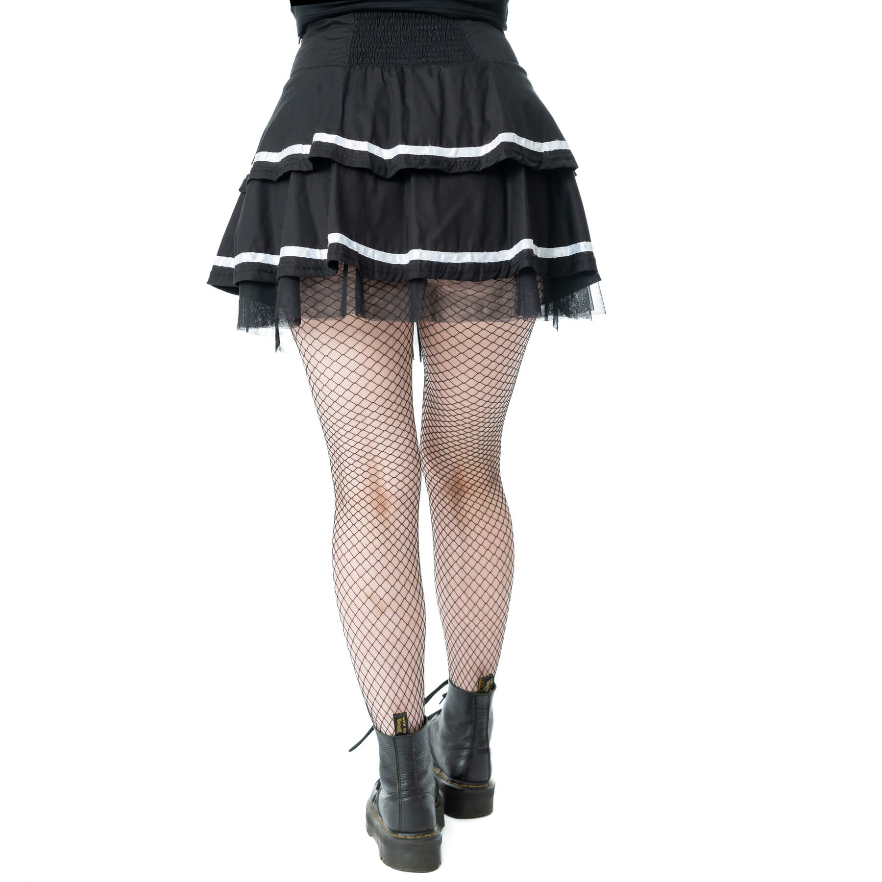 Poizen Industries Phantom Waltz Gothic Skirt – Black/White Mesh