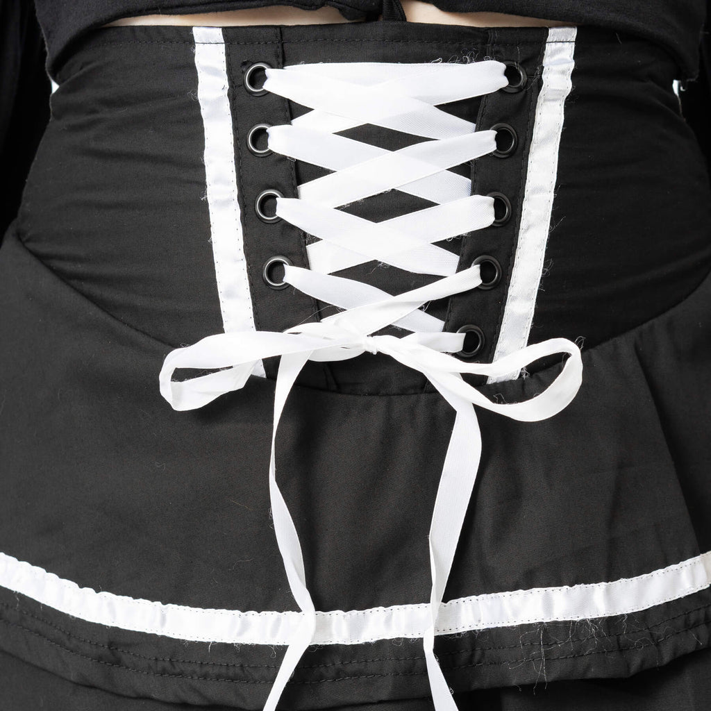 Poizen Industries Phantom Waltz Gothic Skirt – Black/White Mesh