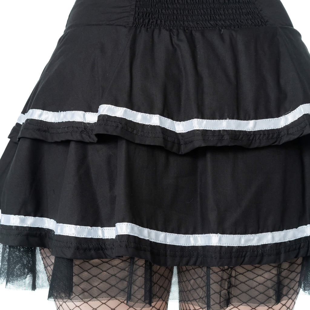 Poizen Industries Phantom Waltz Gothic Skirt – Black/White Mesh