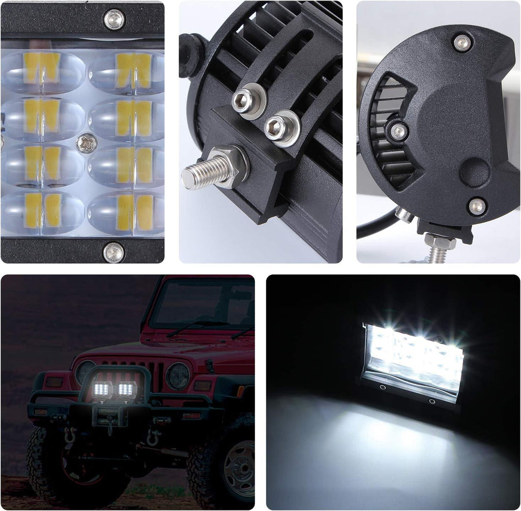 YUGUANG 4 Inch LED Work Light Bar | 72W 7200LM Spot Fog Lights Pair