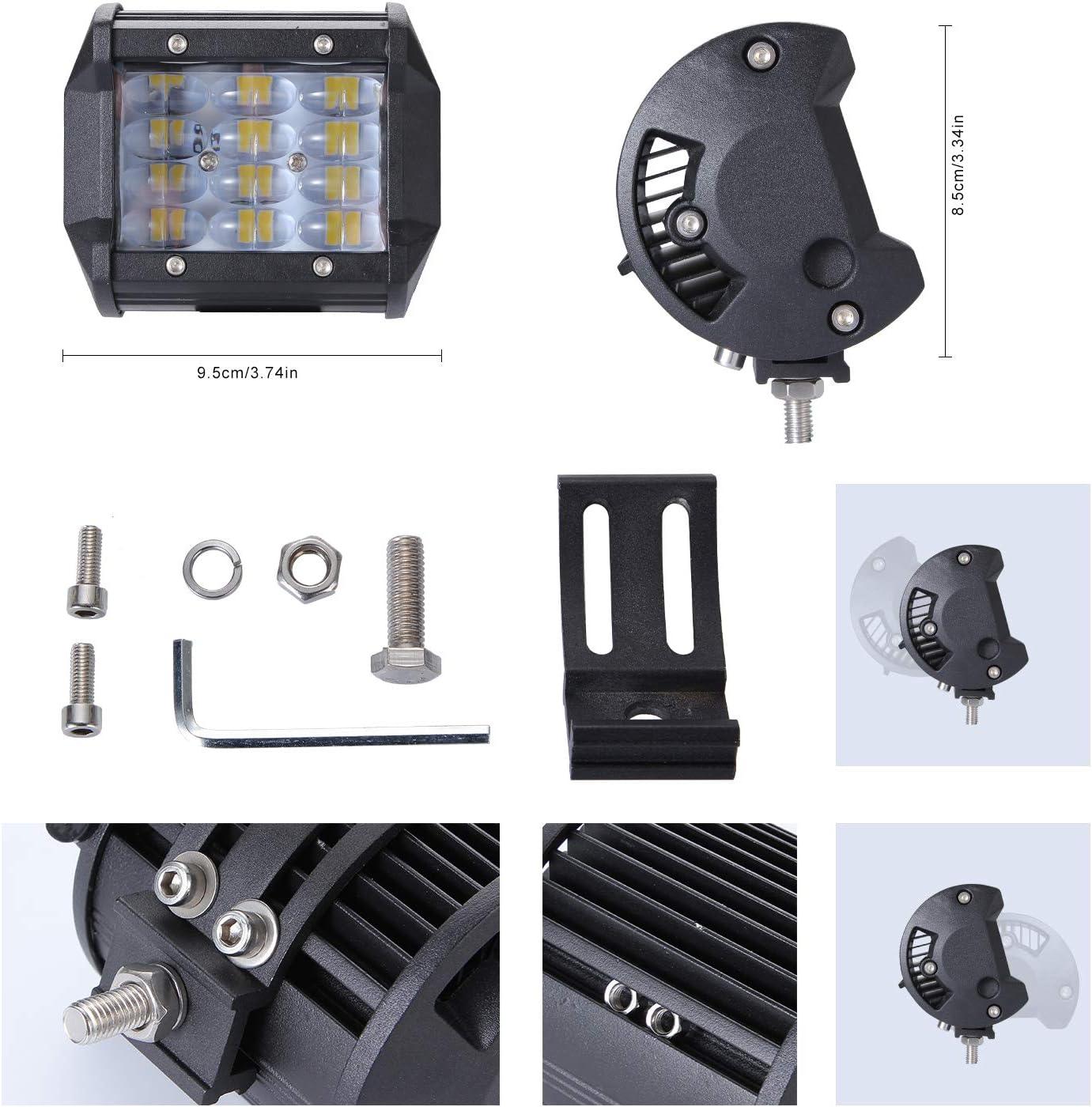 YUGUANG 4 Inch LED Work Light Bar | 72W 7200LM Spot Fog Lights Pair