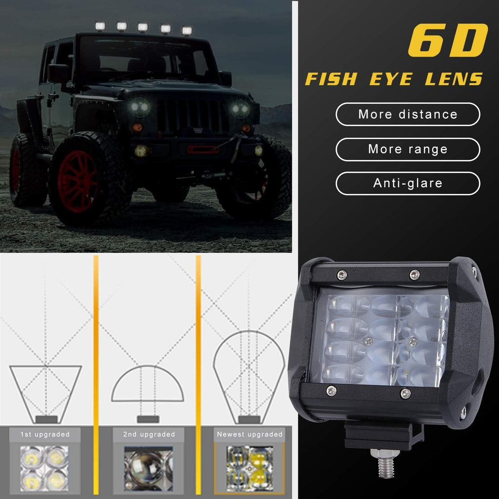 YUGUANG 4 Inch LED Work Light Bar | 72W 7200LM Spot Fog Lights Pair