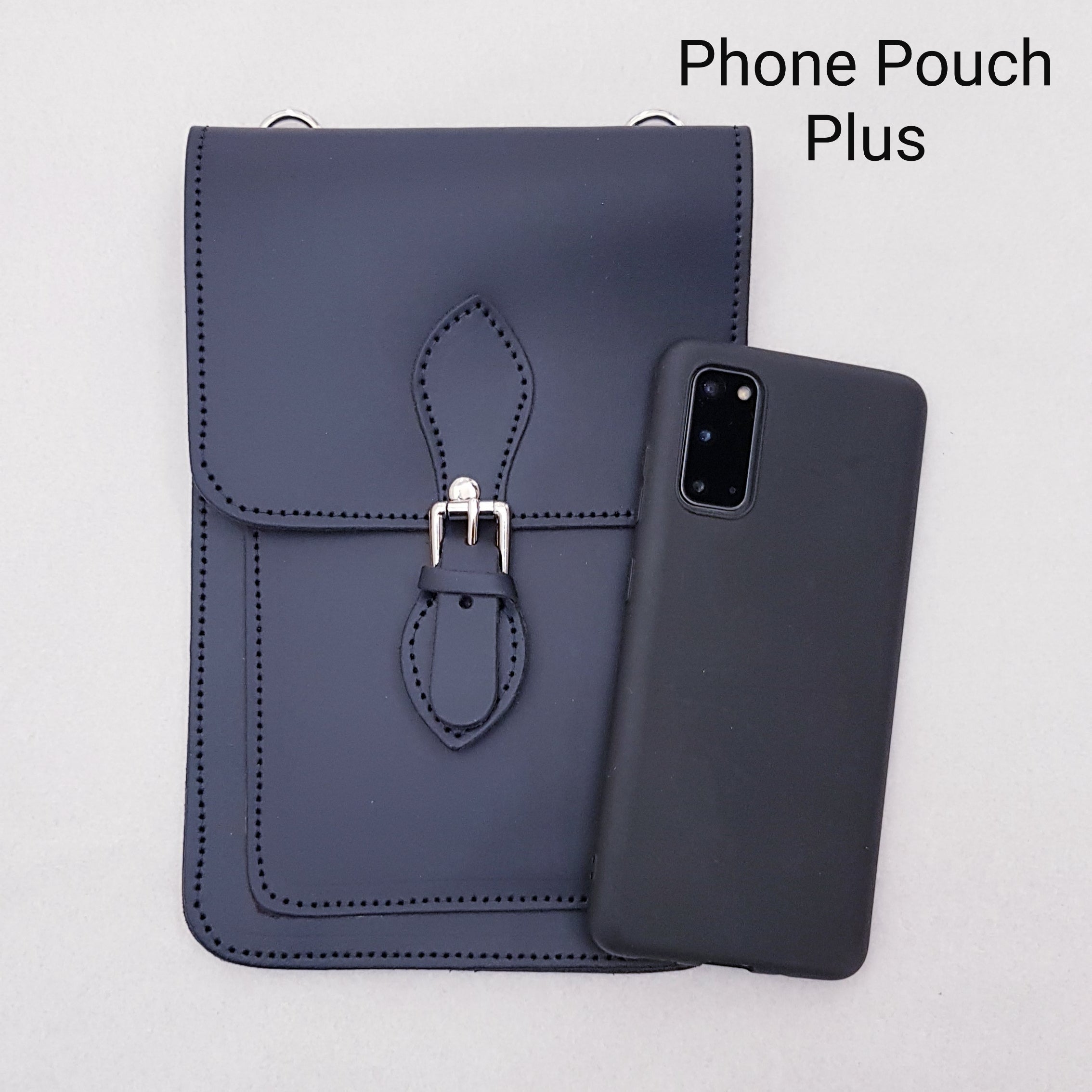 Handmade Leather Mobile Phone Pouch Plus - Pastel Baby Blue