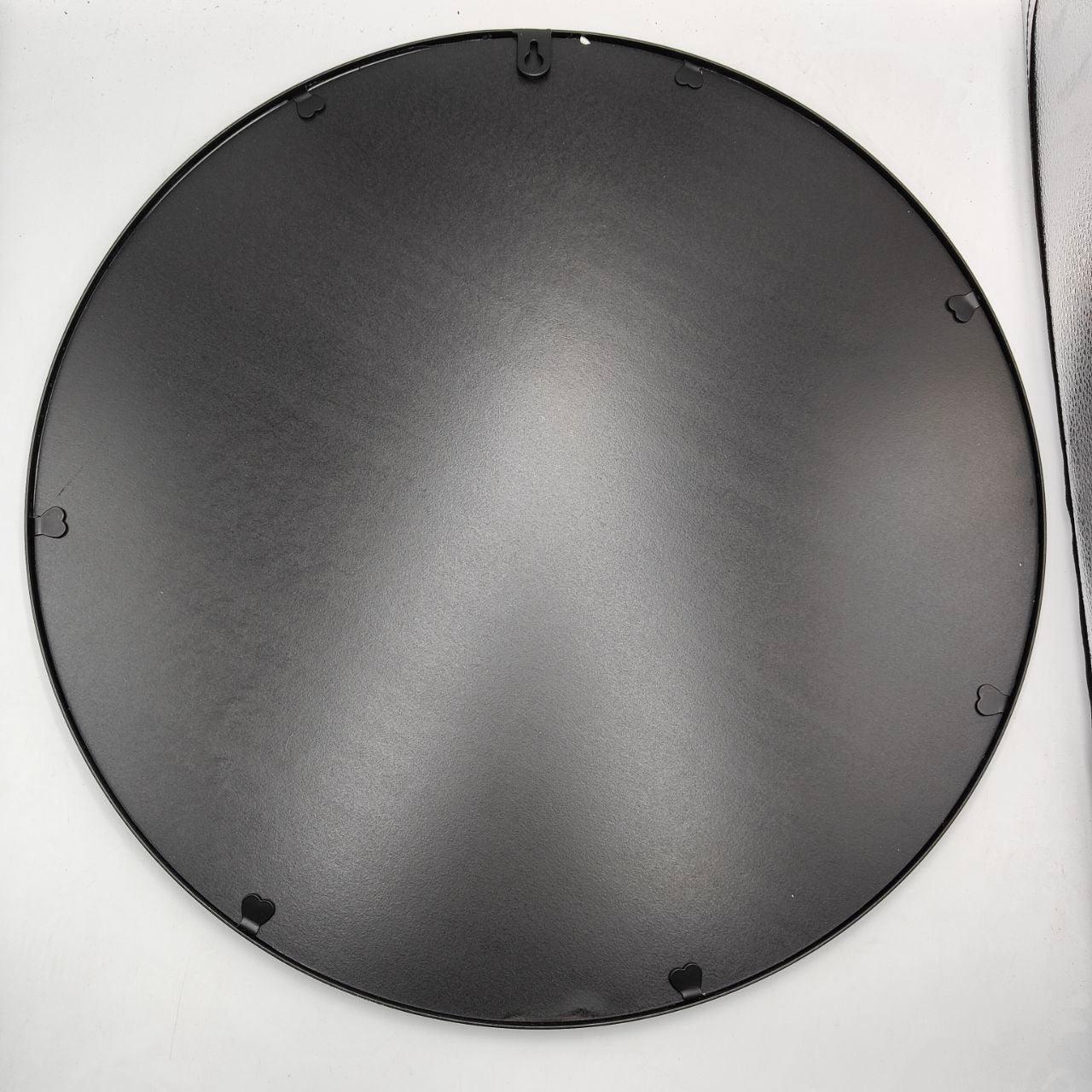 ZENIDA Round Wall Mirror – 50cm Black Metal Frame Modern Bathroom Decor