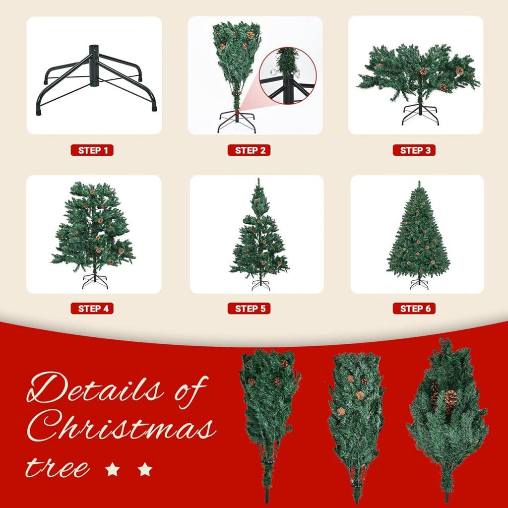 GIGALUMI 5FT Artificial Christmas Tree with Snow and Pine Cones