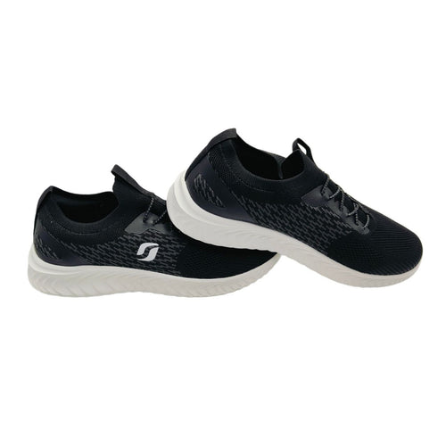 STQ Women's Slip-On Trainers – Memory Foam Walking Shoes in Black-White