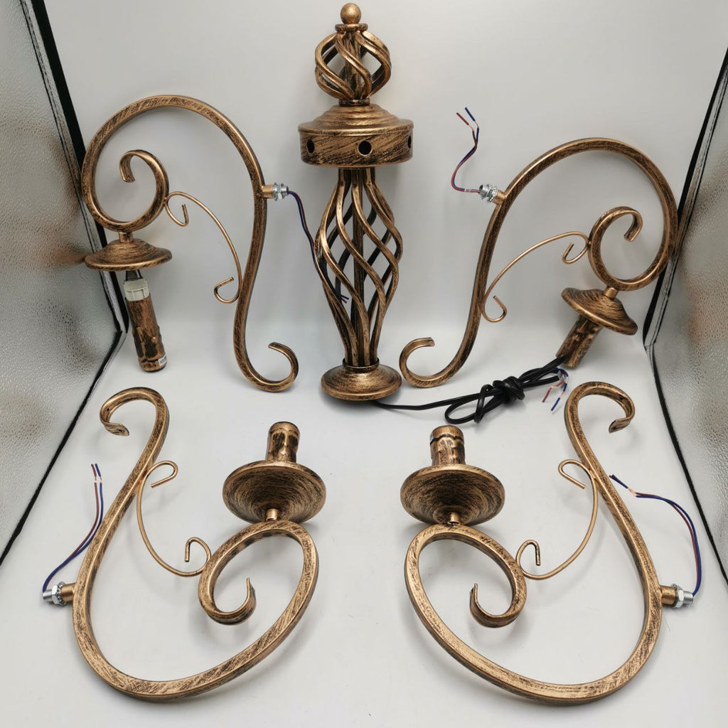 Massive Discounts Retro Wrought Iron 4-Light LED Chandelier - Rust