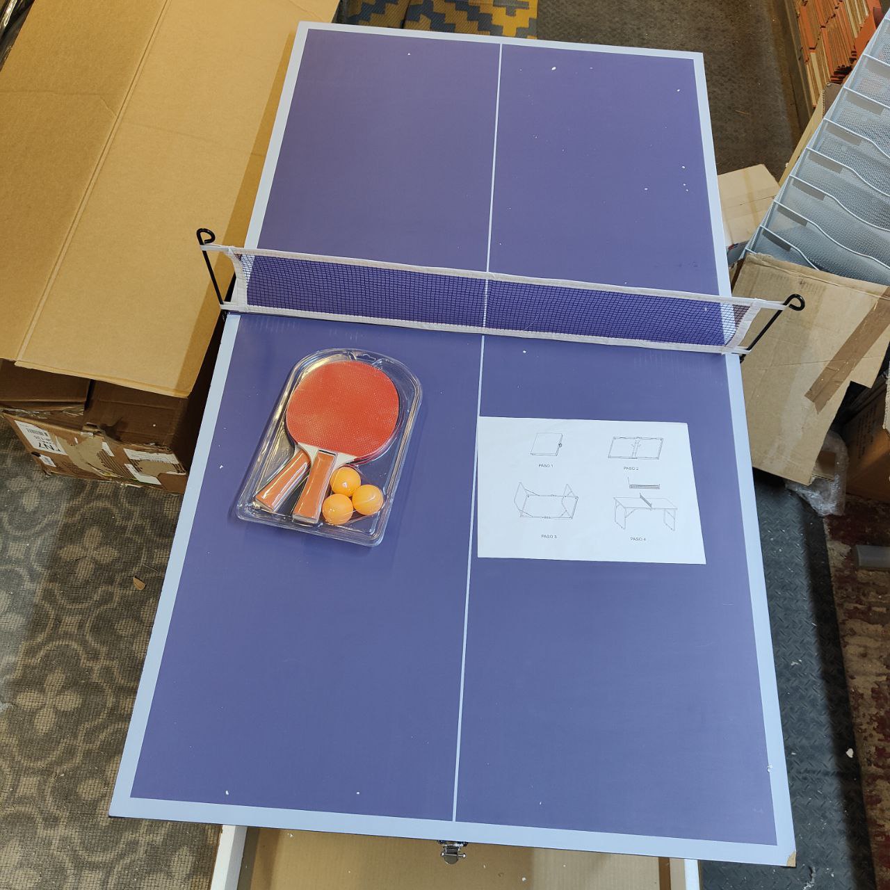 REXOUS Midsize Folding Ping Pong Table Set - 54" x 30" Portable Game Table