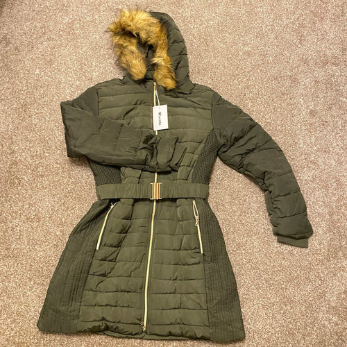Wantdo Women's Long Winter Puffer Coat - Waterproof Army Green Jacket