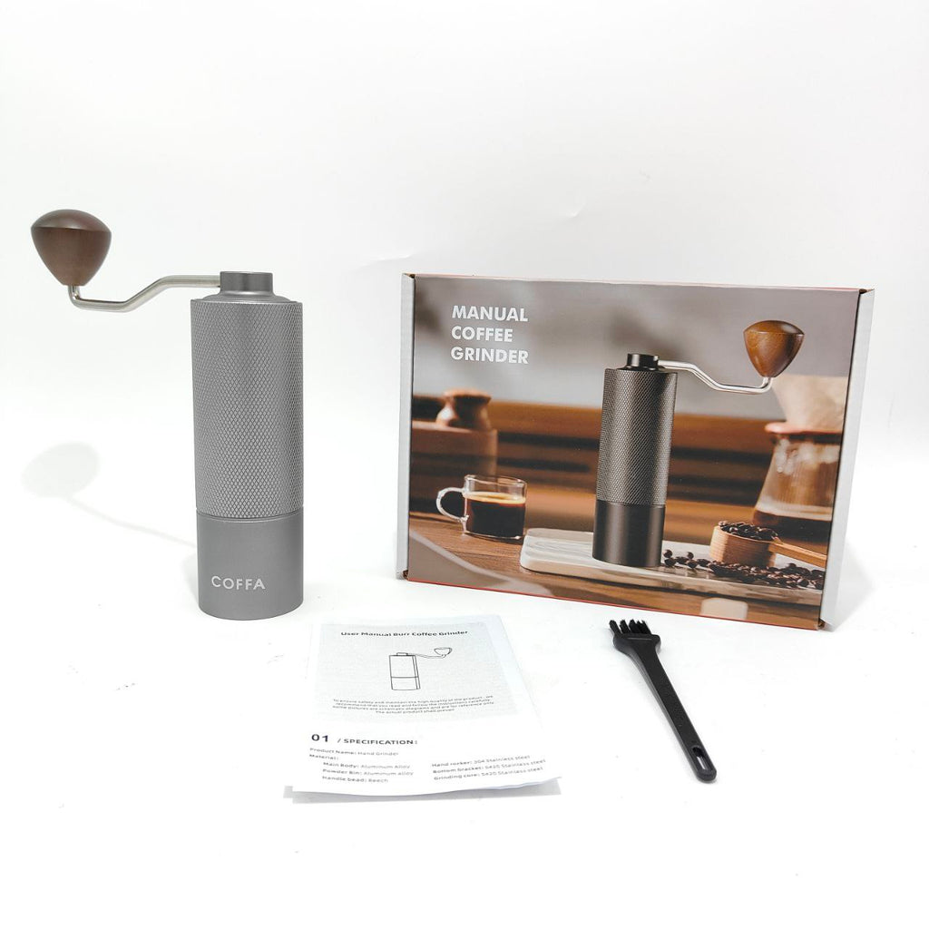 COFFA Manual Coffee Grinder | Stainless Steel Adjustable Burr Hand Crank