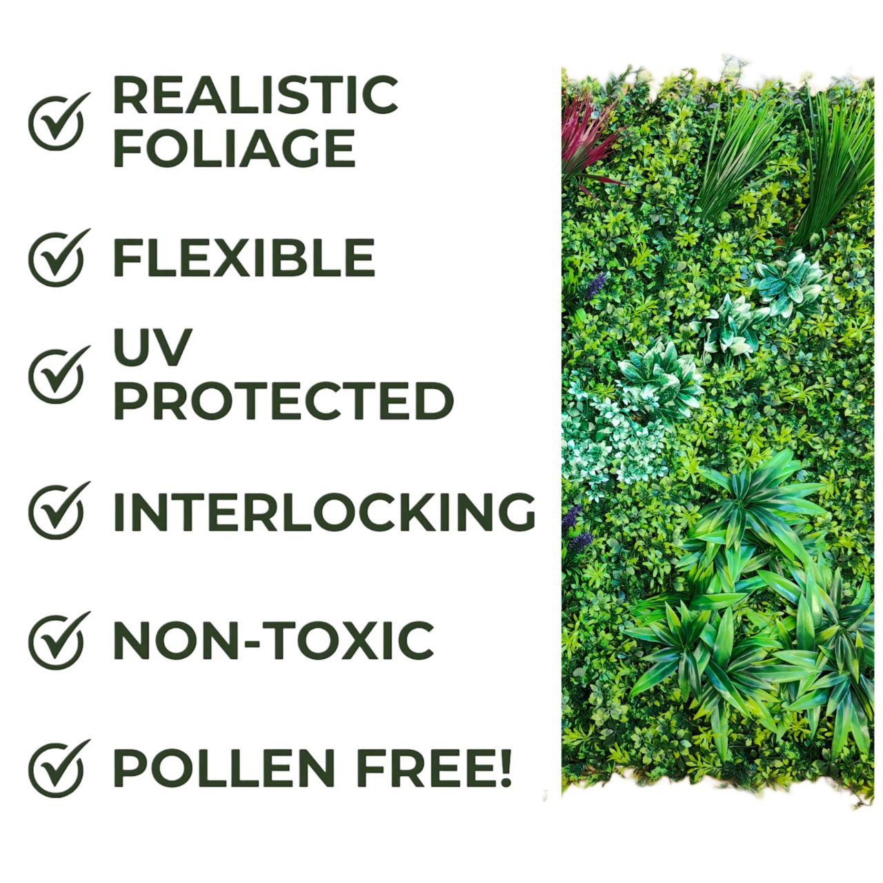 Massive Discounts UV-Resistant Artificial Green Wall Panel | 100x100cm