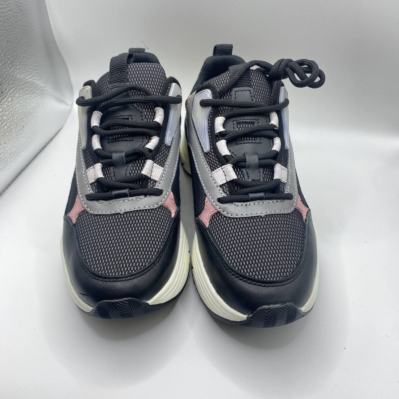 Mallet Cyrus Women's Leather Mesh Trainers – Black Grey Pink – UK 4
