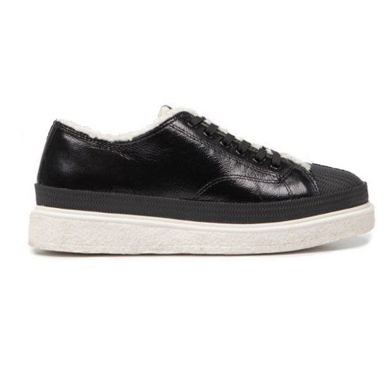 Armani Women's Black Leather Faux Fur Sneakers - UK 5 | EU 38
