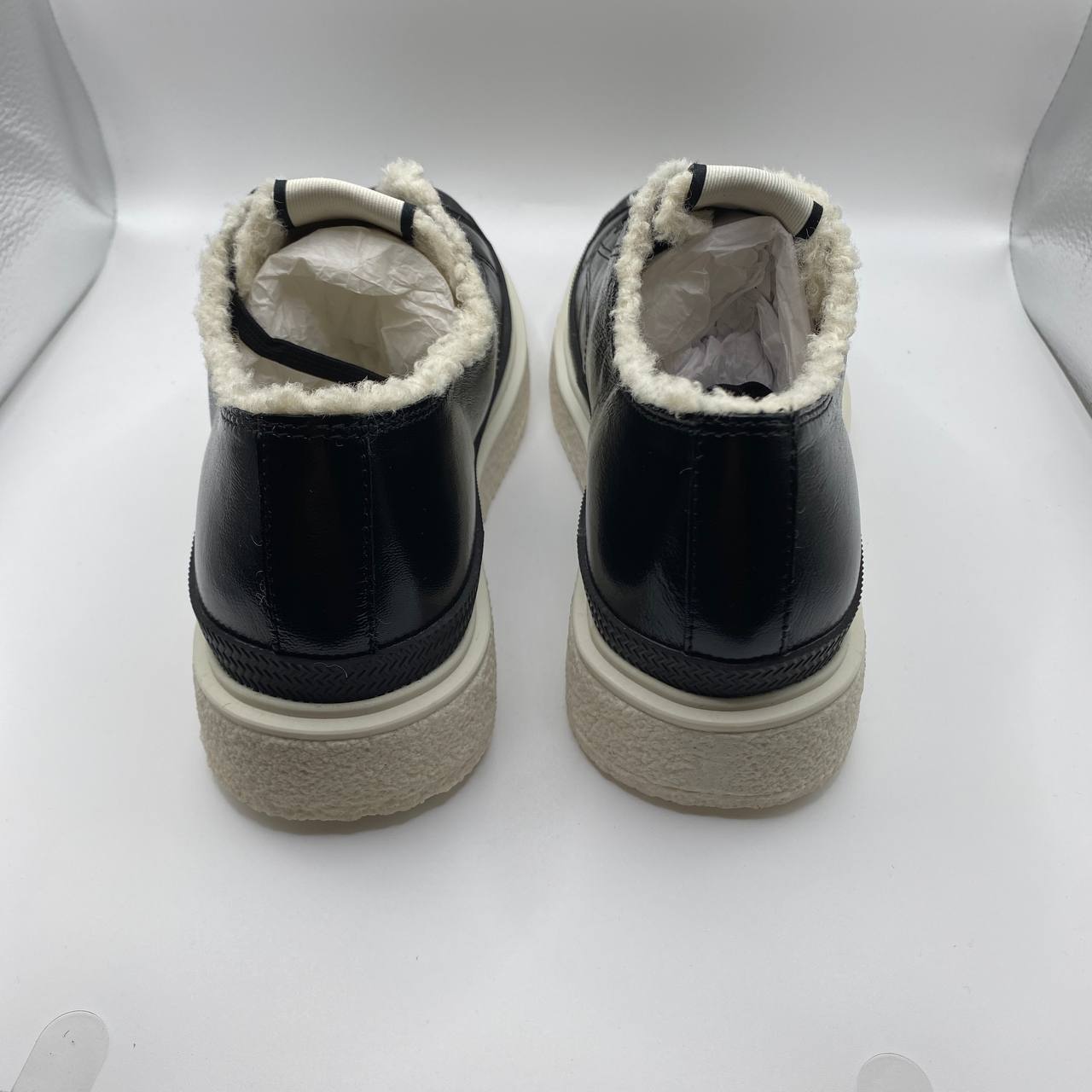 Armani Women's Black Leather Faux Fur Sneakers - UK 5 | EU 38