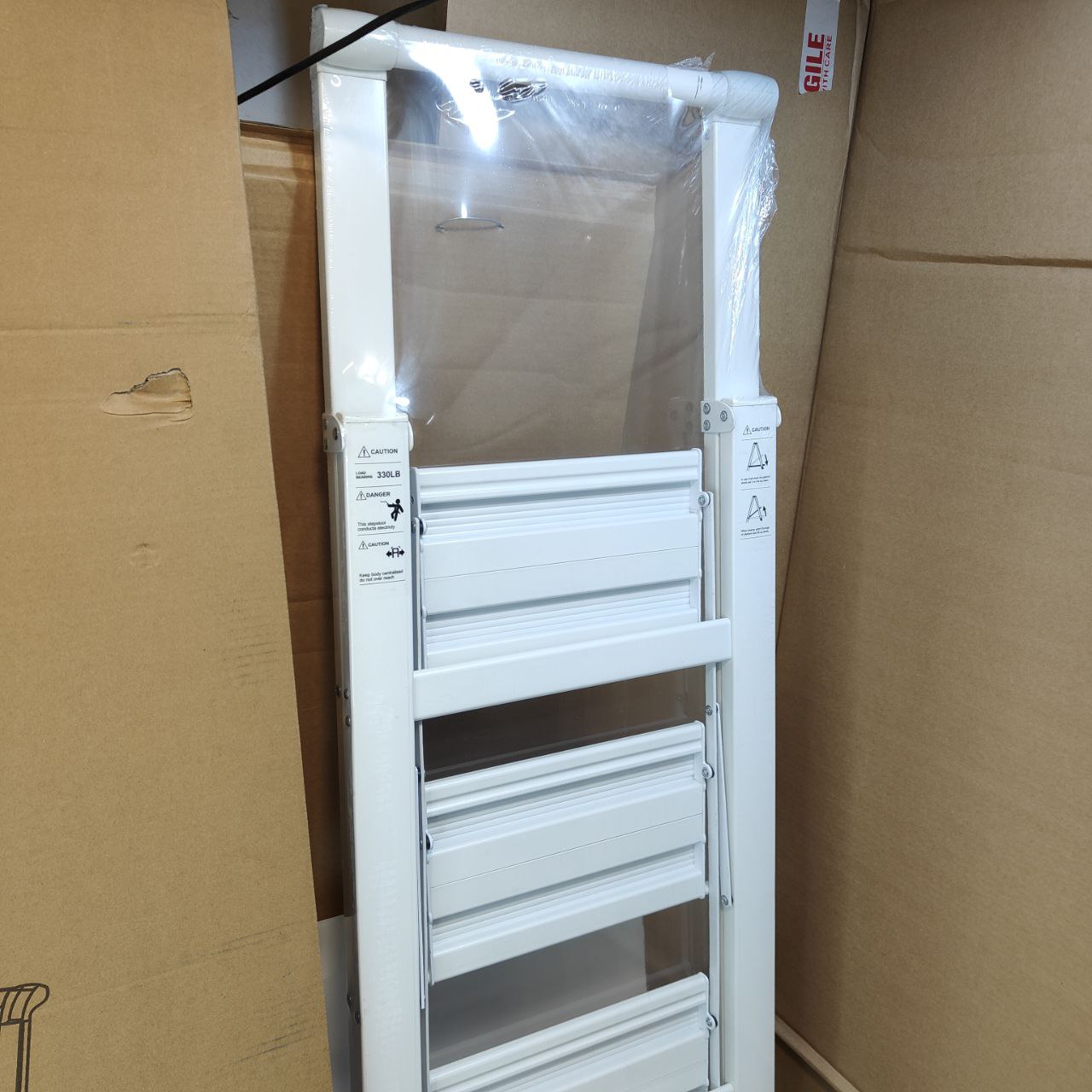 HBTower 5 Step Ladder | Foldable Aluminium Step Stool with Handrails
