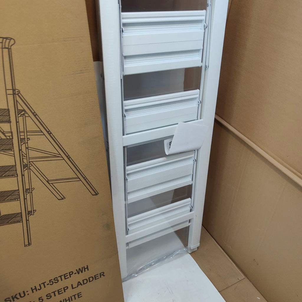 HBTower 5 Step Ladder | Foldable Aluminium Step Stool with Handrails