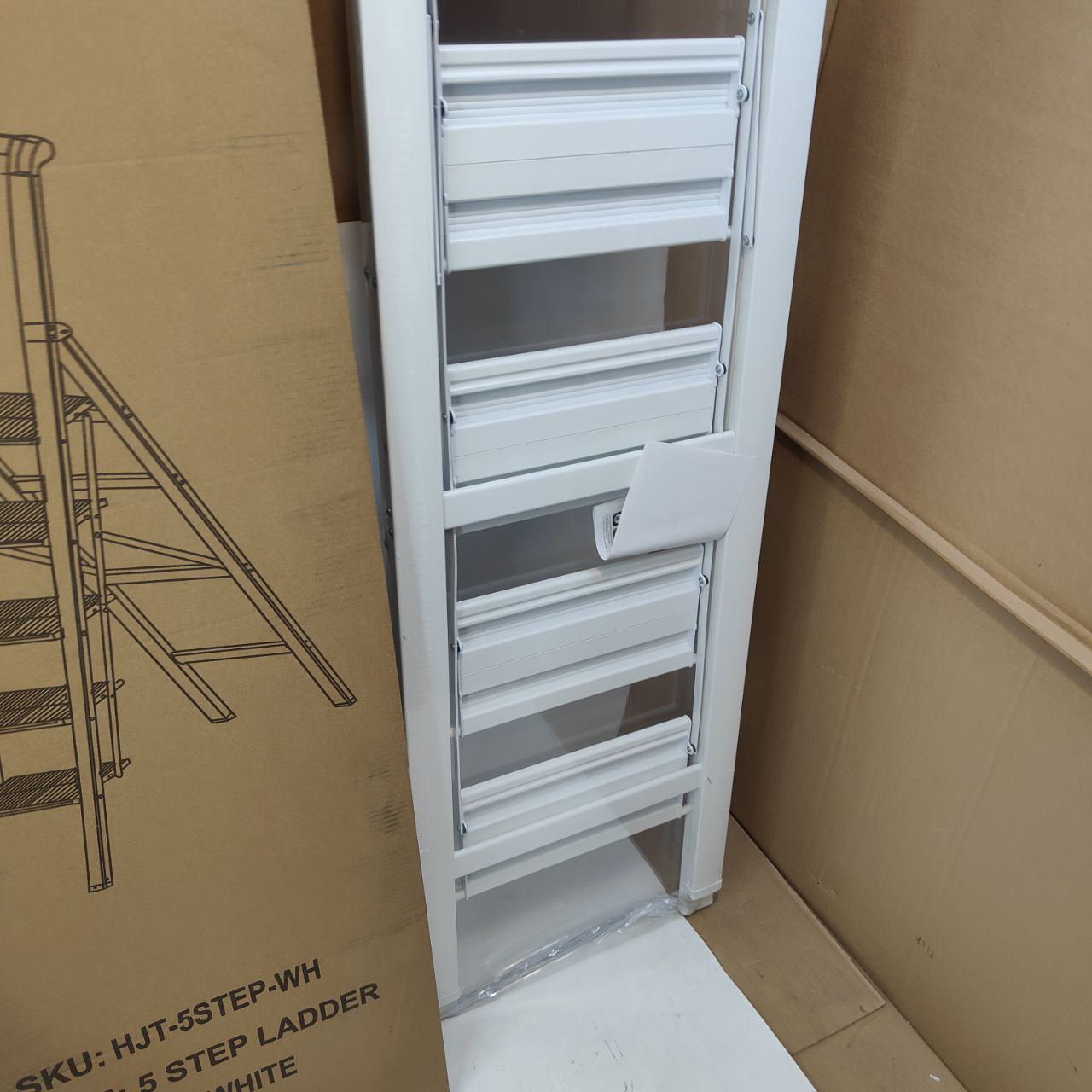 HBTower 5 Step Ladder | Foldable Aluminium Step Stool with Handrails