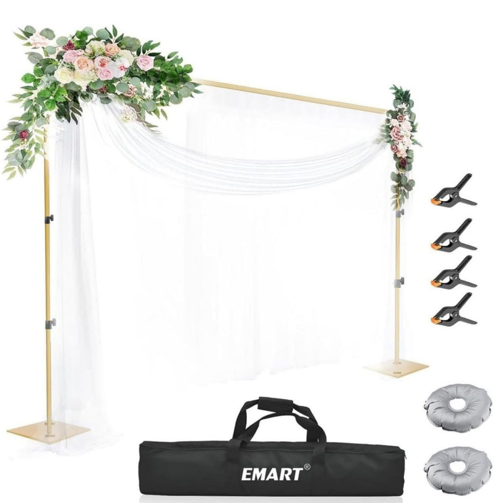 EMART Heavy Duty Backdrop Stand – 6.5x10ft Adjustable Gold Steel Base
