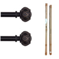 SZXIMU Extendable Curtain Pole | 182-365cm Black Metal Rod | 2pcs