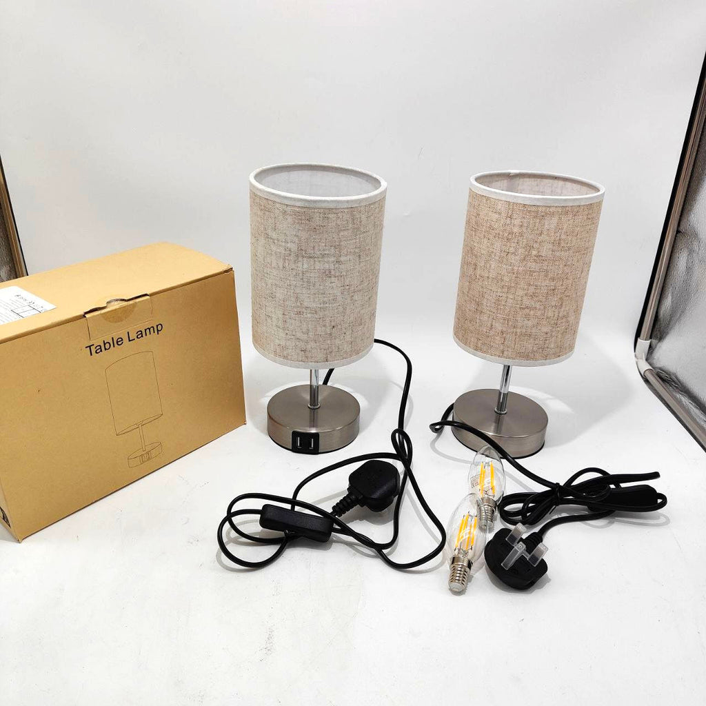 Lightess Touch Bedside Lamps - Set of 2 Dimmable Wood Table Lamps