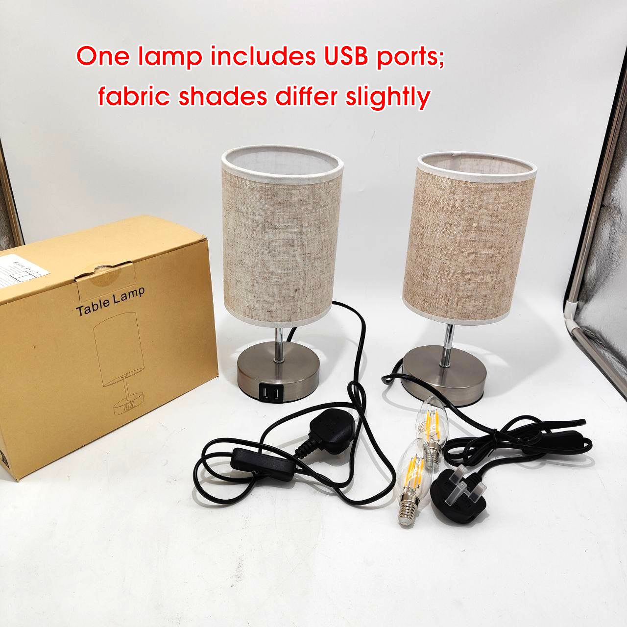 Lightess Touch Bedside Lamps - Set of 2 Dimmable Wood Table Lamps