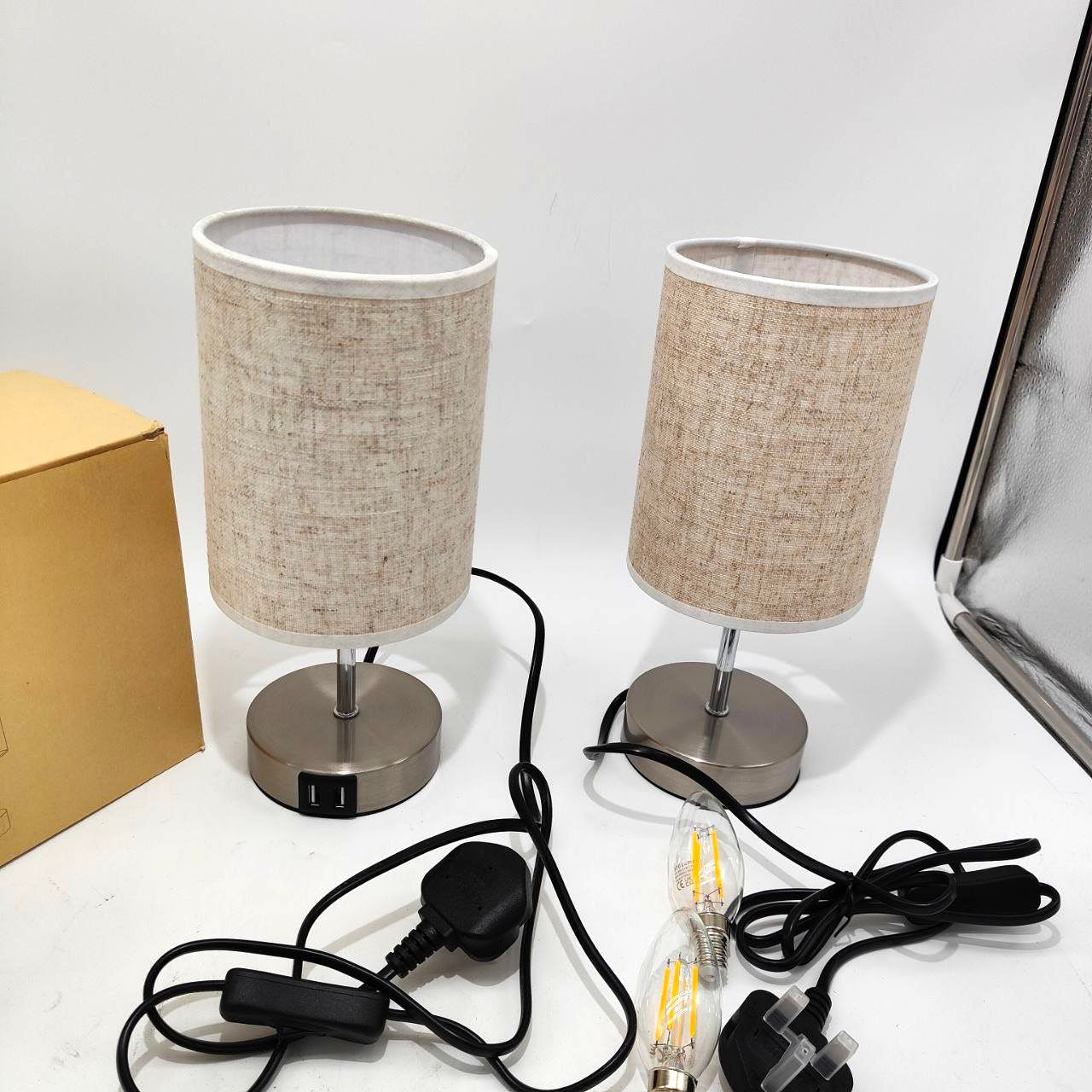 Lightess Touch Bedside Lamps - Set of 2 Dimmable Wood Table Lamps