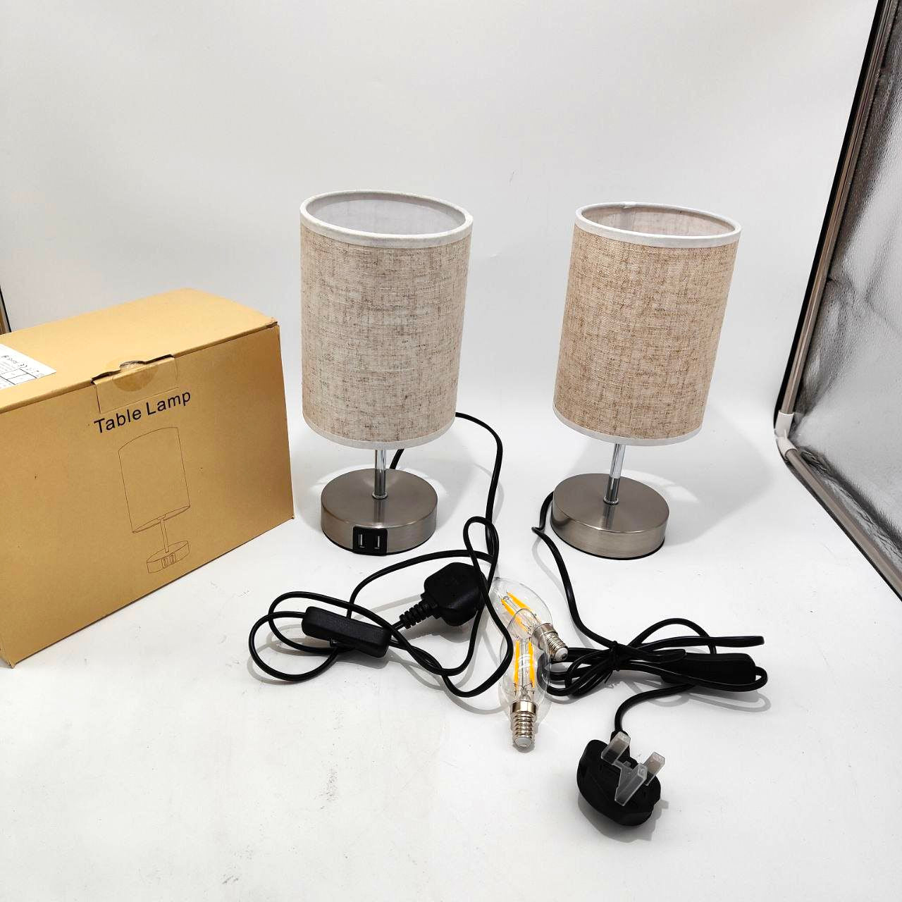 Lightess Touch Bedside Lamps - Set of 2 Dimmable Wood Table Lamps