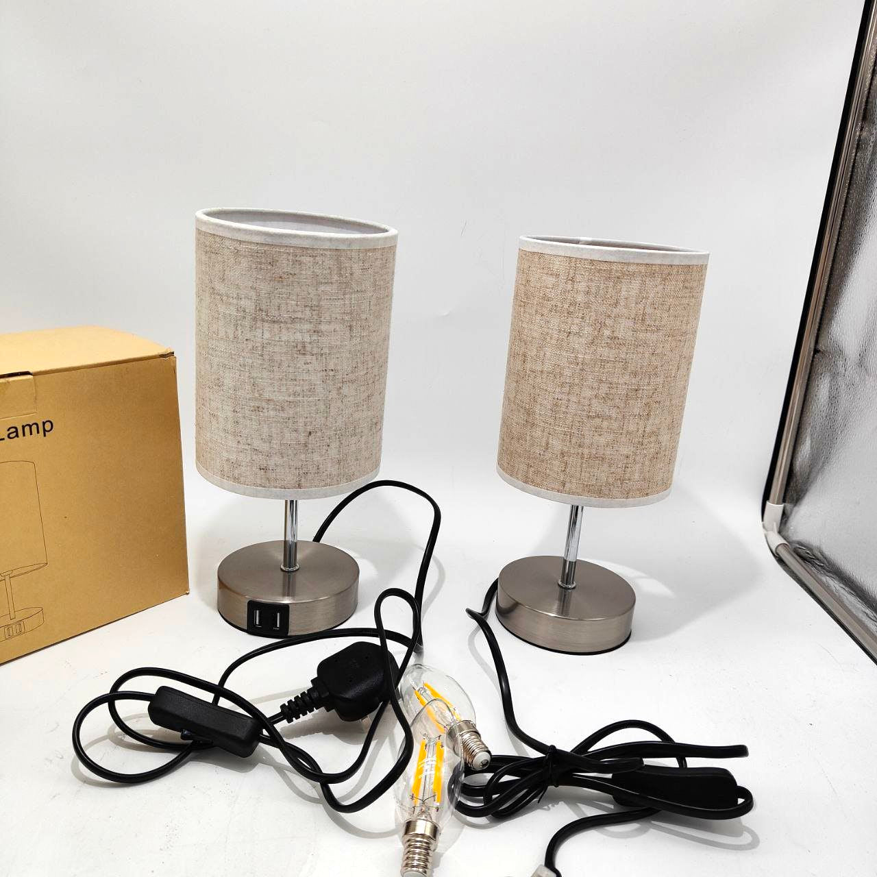 Lightess Touch Bedside Lamps - Set of 2 Dimmable Wood Table Lamps