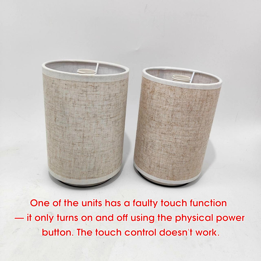 Lightsjoy Dimmable Touch Bedside Lamps – Grey Fabric Table Lamps (Set of 2)
