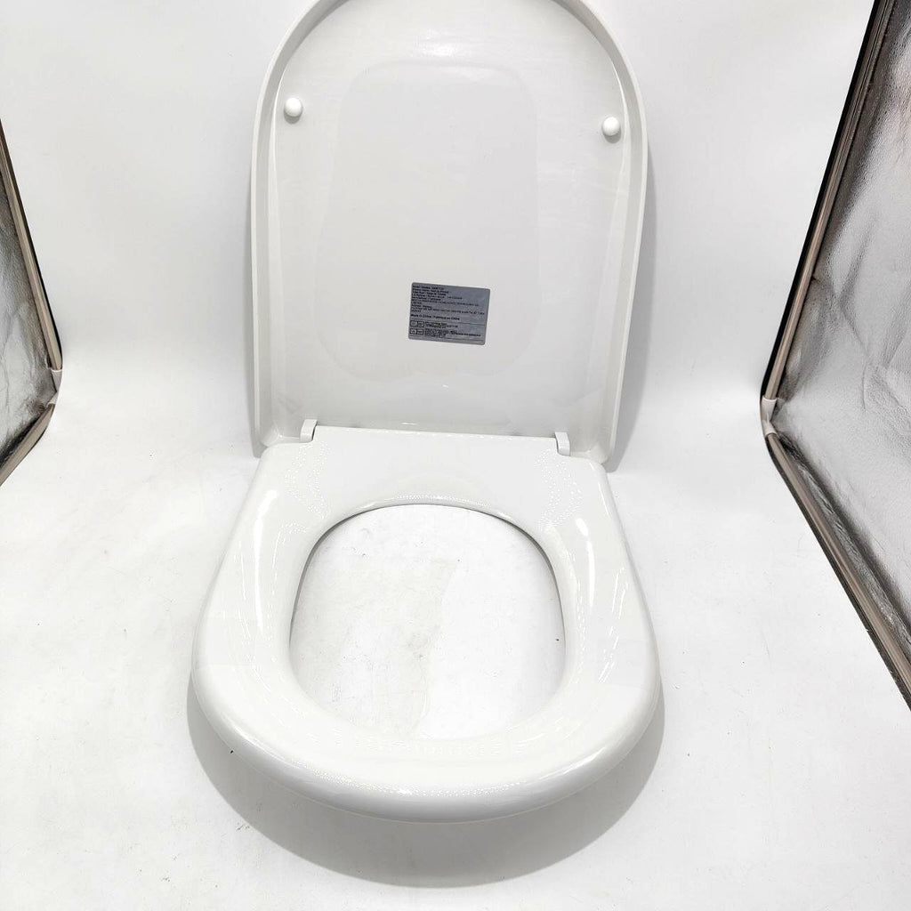 STOREMIC D-Shape Toilet Seat | Soft Close & Quick Release | White PP