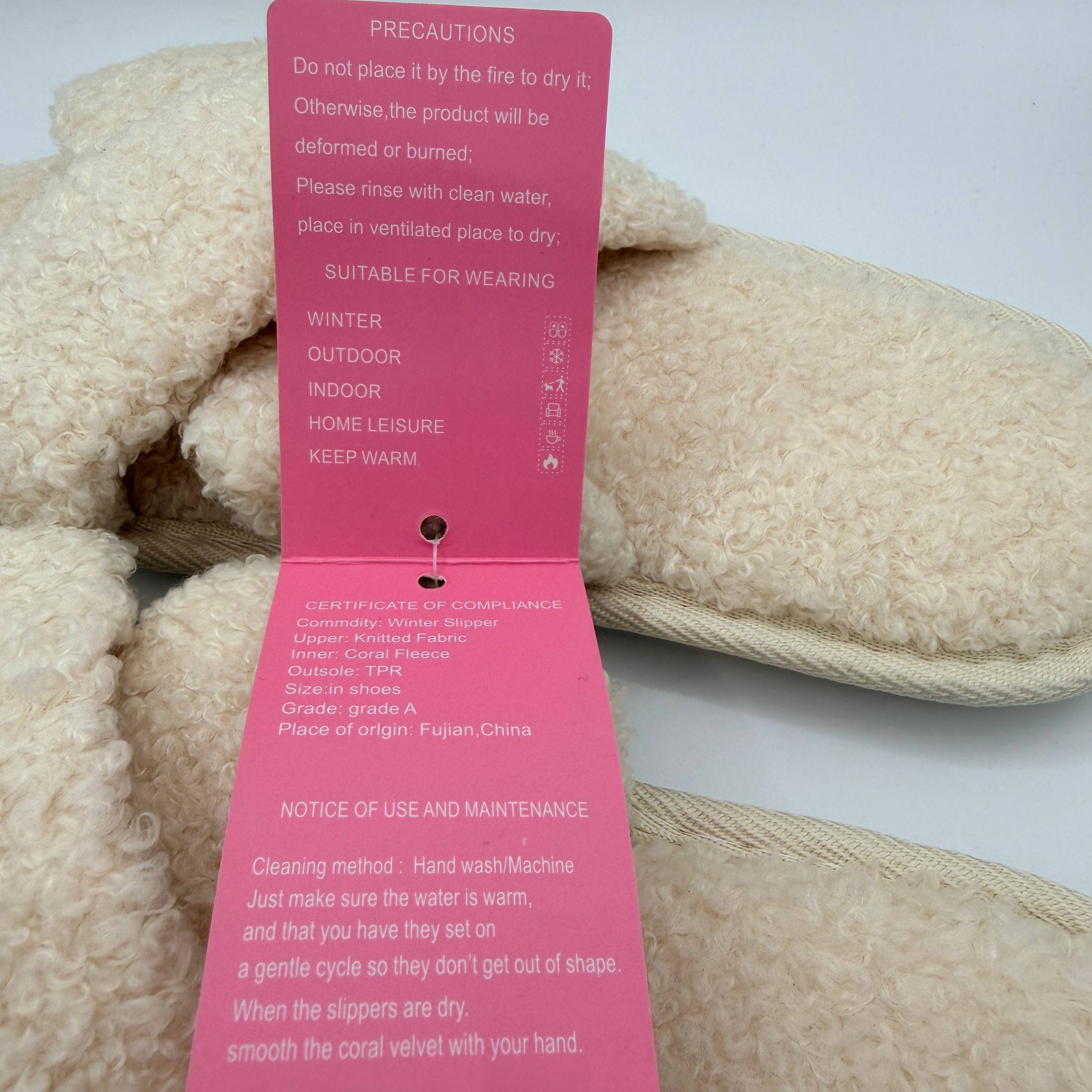 NING Ladies Faux Fur Crossover Slippers – Memory Foam House Shoes, Beige
