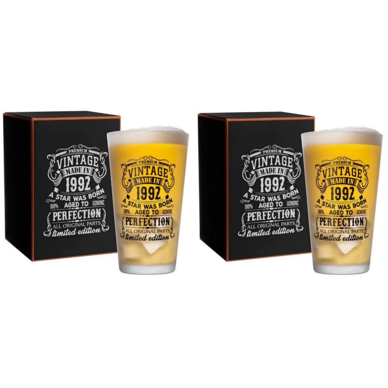 Massive Discounts 16oz Pint Beer Glass Set – Vintage 1962 1992 2pcs