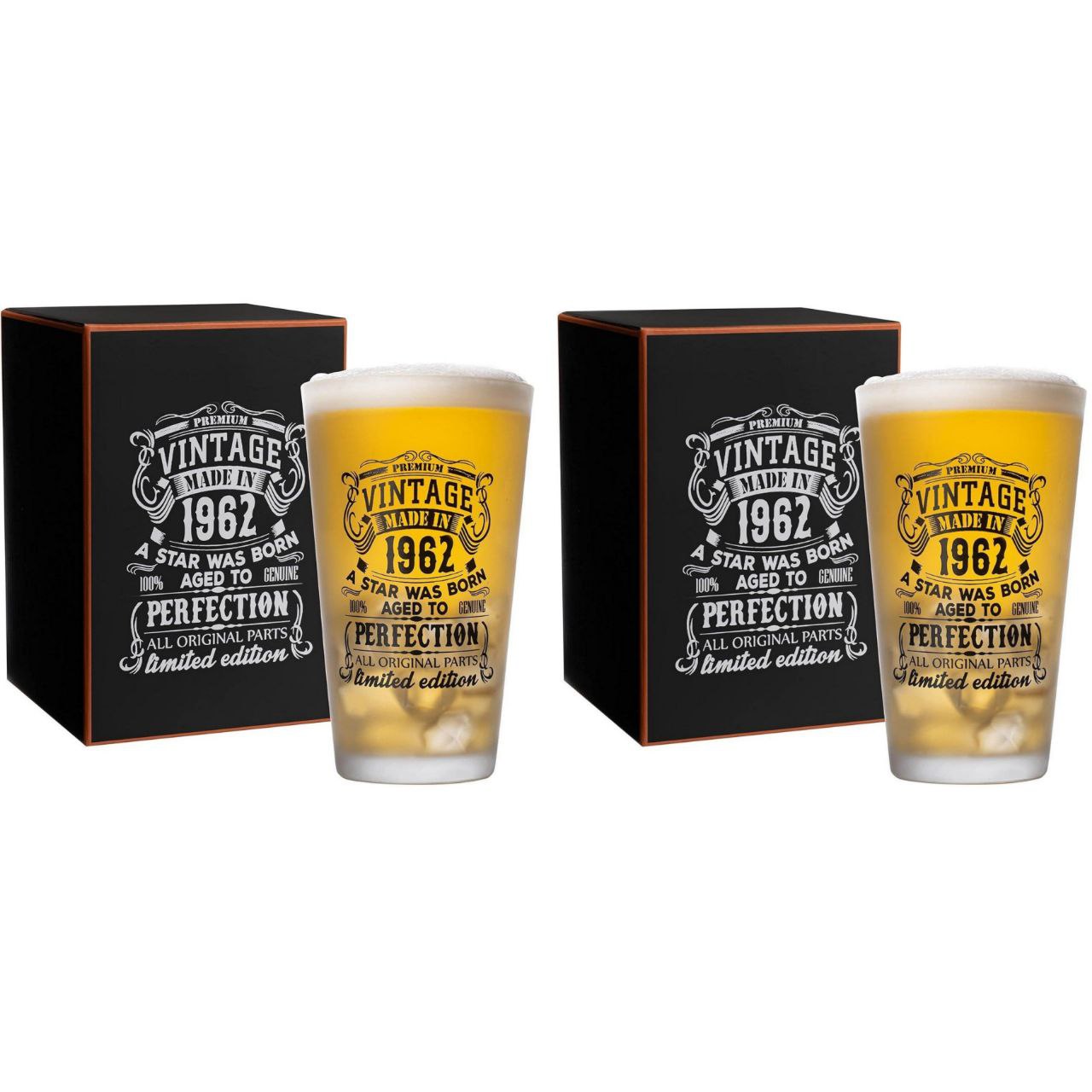 Massive Discounts 16oz Pint Beer Glass Set – Vintage 1962 1992 2pcs