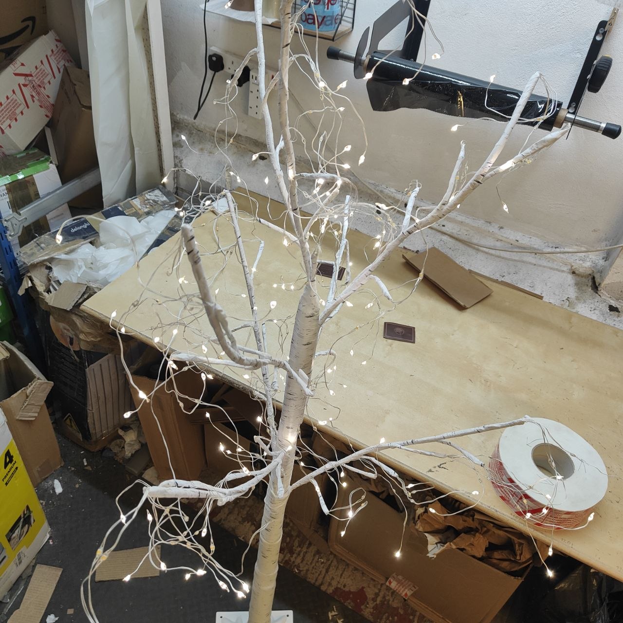 EAMBRITE 6FT Pre-Lit White Birch Tree | 288 Warm White LED Lights