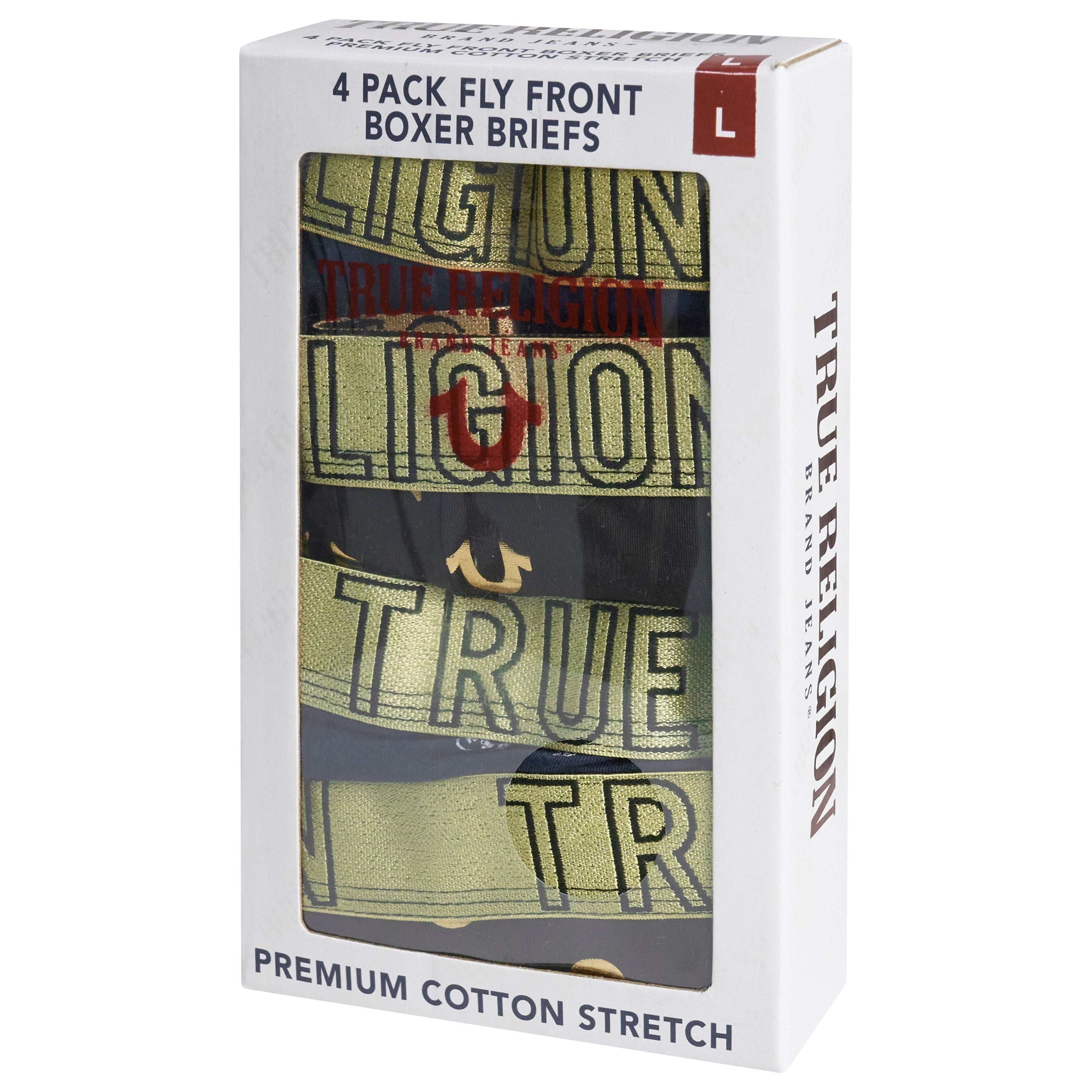 True Religion 4 Pack Fly Front Boxer Briefs